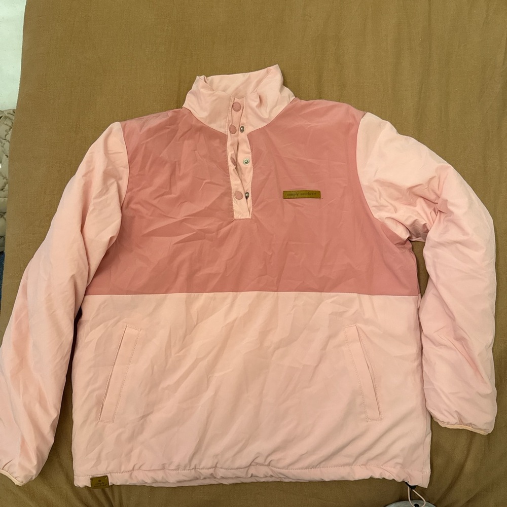 Simply Southern Two-Tone Pink Kids Puffer Jacket